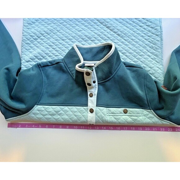 NWT L. L. Bean 1/4 Snap Sweatshirt XL Tunic Quilted Green Colorblock 517174 - Picture 9 of 9